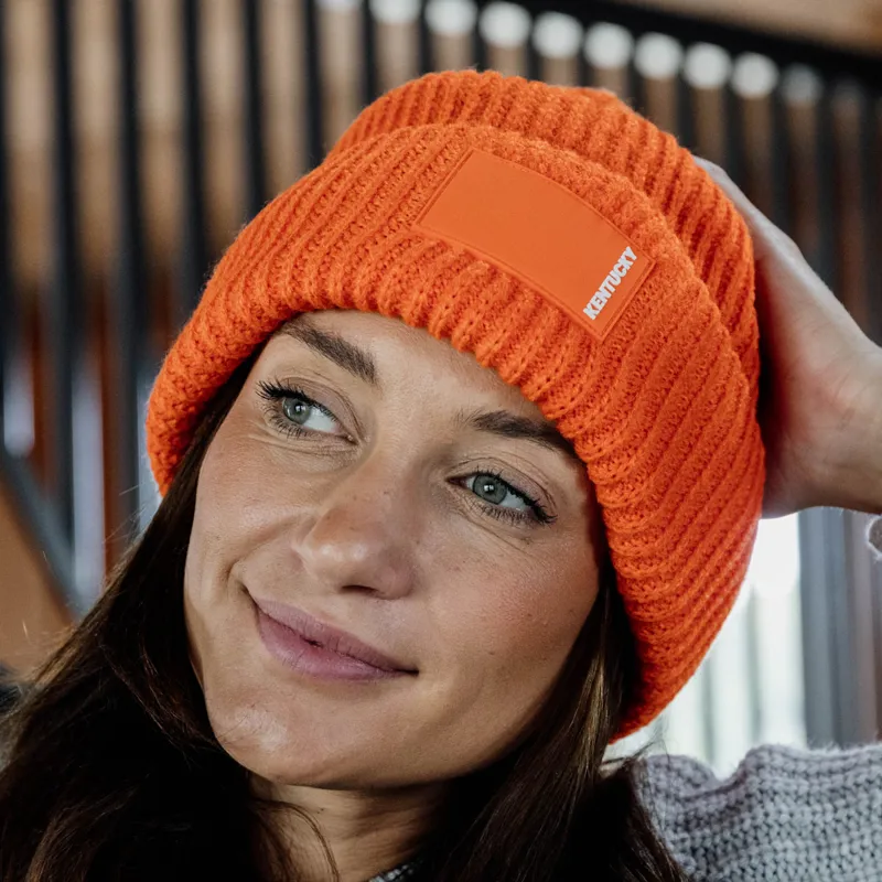 Kentucky Rubber Logo Beanie Hat - Orange-1