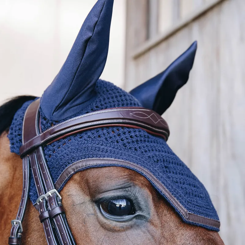 Kentucky Wellington Leather Trim Fly Veil - Dark Navy