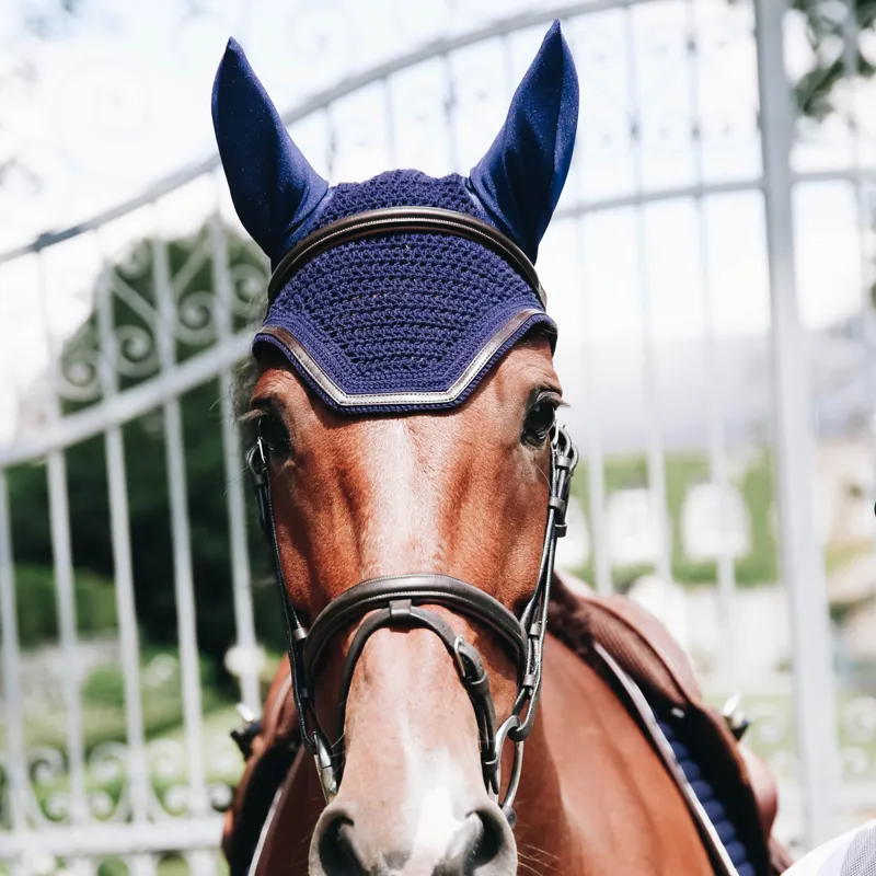 Kentucky Wellington Leather Trim Fly Veil - Dark Navy-1