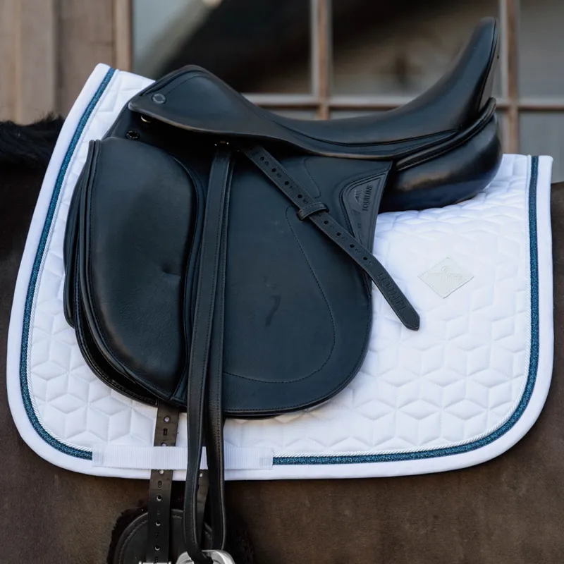 Kentucky Glitter Rope Dressage Saddlecloth - White/Navy-1