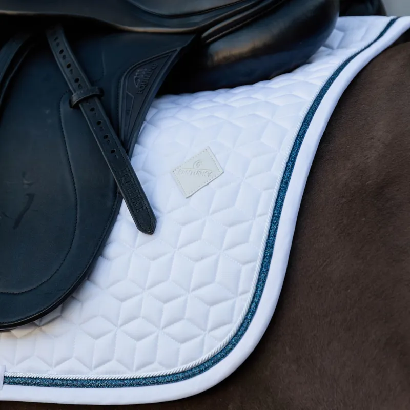 Kentucky Glitter Rope Dressage Saddlecloth - White/Navy-3