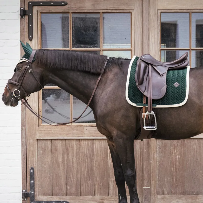 Kentucky Velvet Contrast Dressage Saddlecloth - Pine Green-1