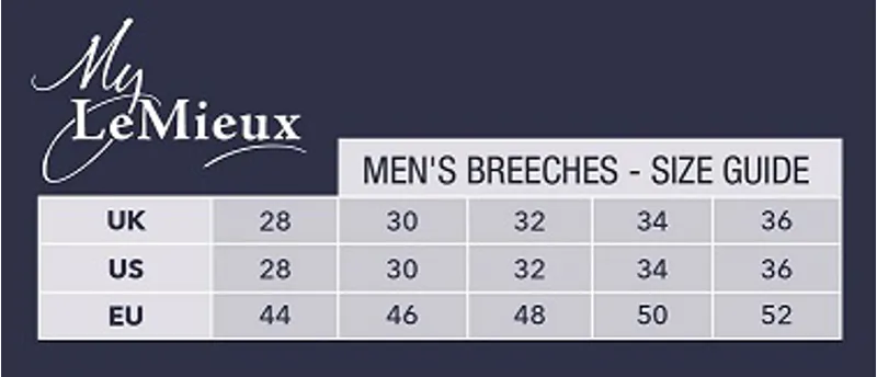 LeMieux Men's Breeches Size Guide