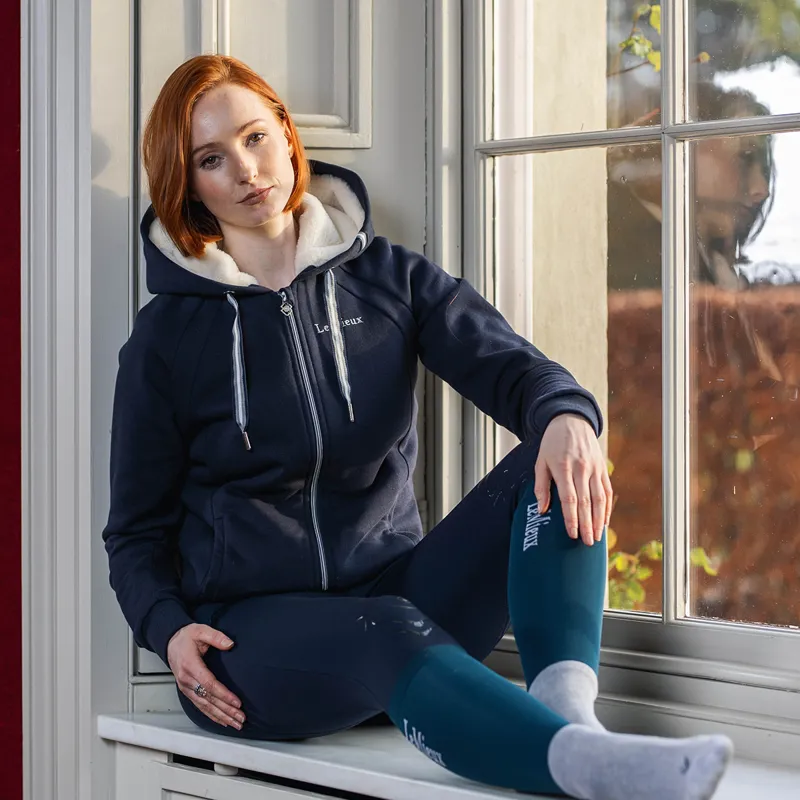 LeMieux Sherpa Lined Zip Ladies Hoodie - Navy-4