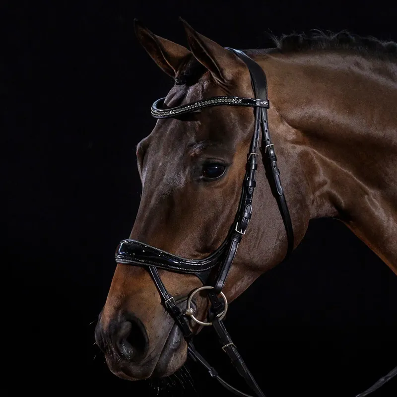 Schockemohle Equitus Beta Glam Anatomic Bridle - Patent Black - TRIAL-1