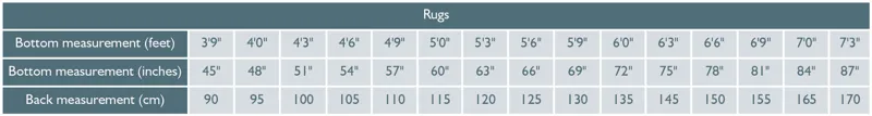 Shires Rug Size Guide