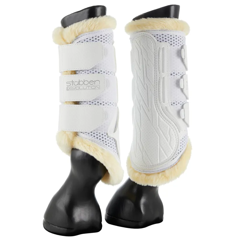 Stubben and Evolution Airflow Fleece Lined Brushing Boots - White-2