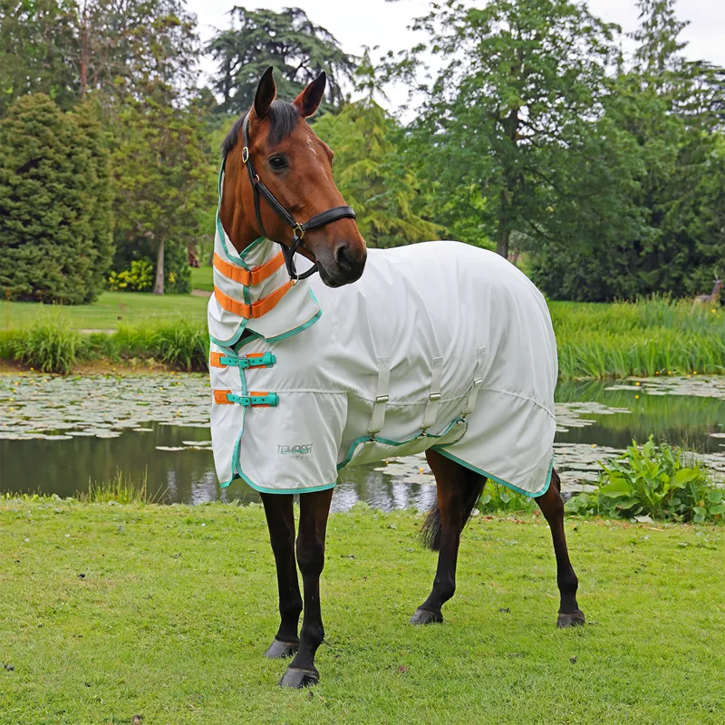 Shires Tempest Plus Sweet-Itch Combo Neck Fly Rug - White-2
