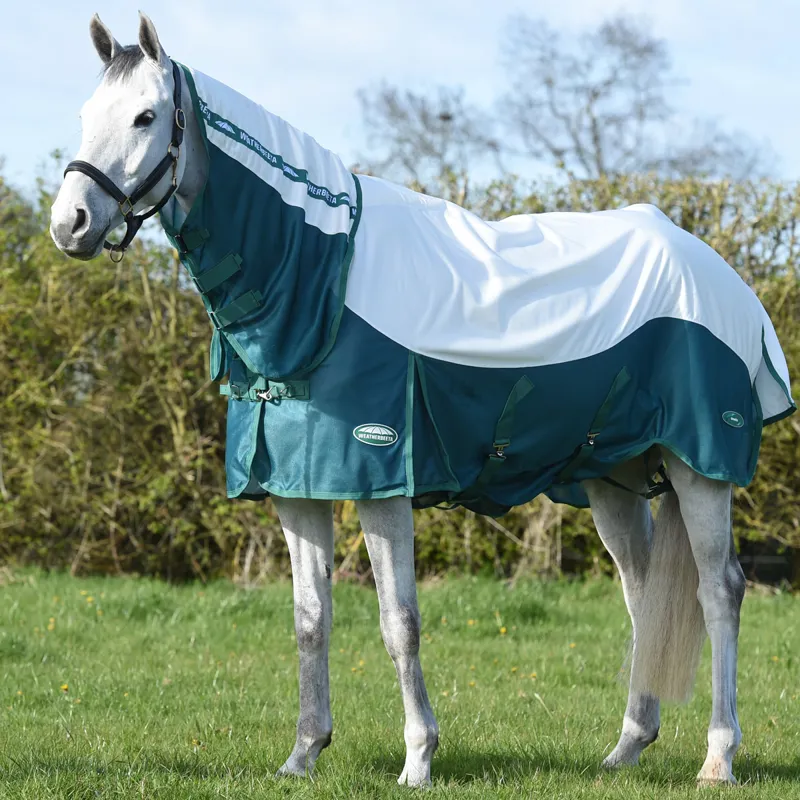 WeatherBeeta Green-Tec Airflow Combo Neck Fly Rug - White/Dragonfly