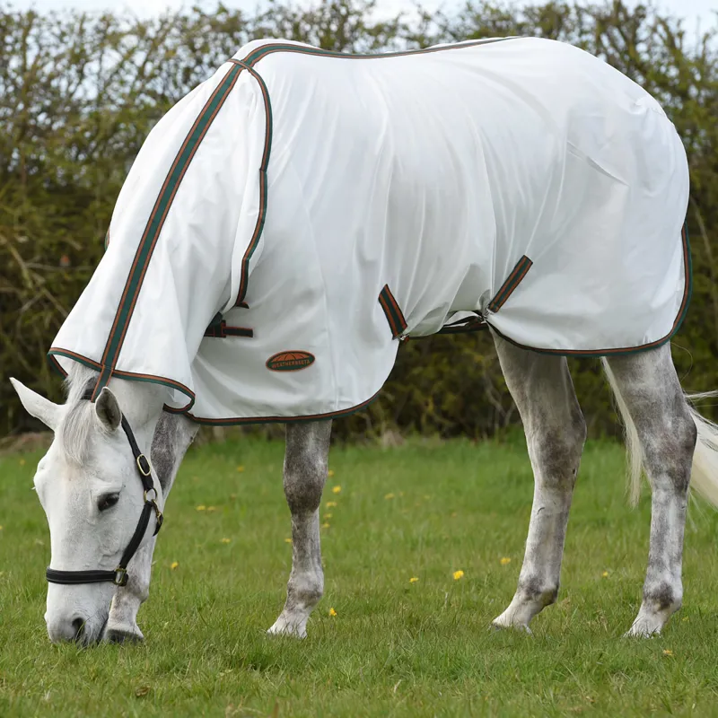 WeatherBeeta ComFiTec Tyro Mesh Combo Neck Fly Rug - White/Green-1