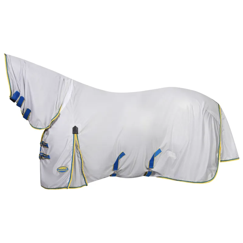 WeatherBeeta ComFiTec Zephyr Combo Neck Fly Rug - Silver/Blue/Lemon-3