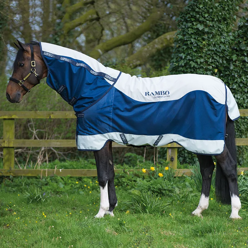 Rambo Summer Series Turnout Rug Navy/Grey Redpost Equestrian