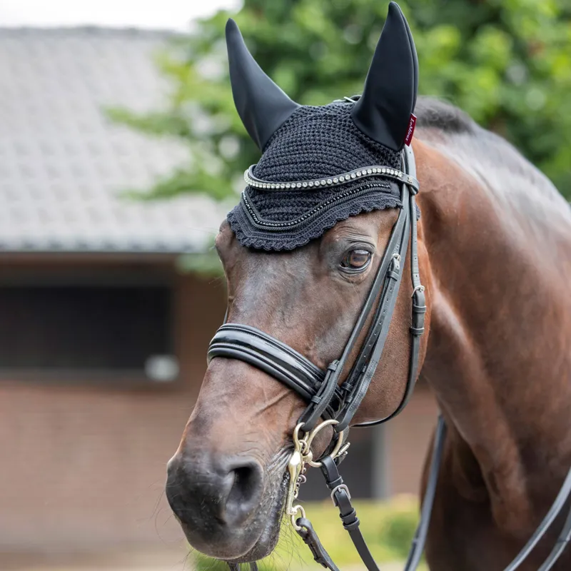 LeMieux Acoustic Diamante Fly Hood - Black-1