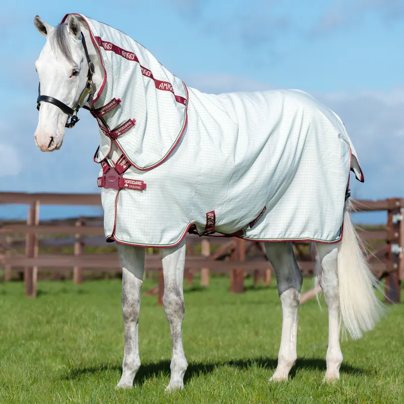 Amigo Aussie Allrounder Disc Closure Summer Turnout - White/Burgundy
