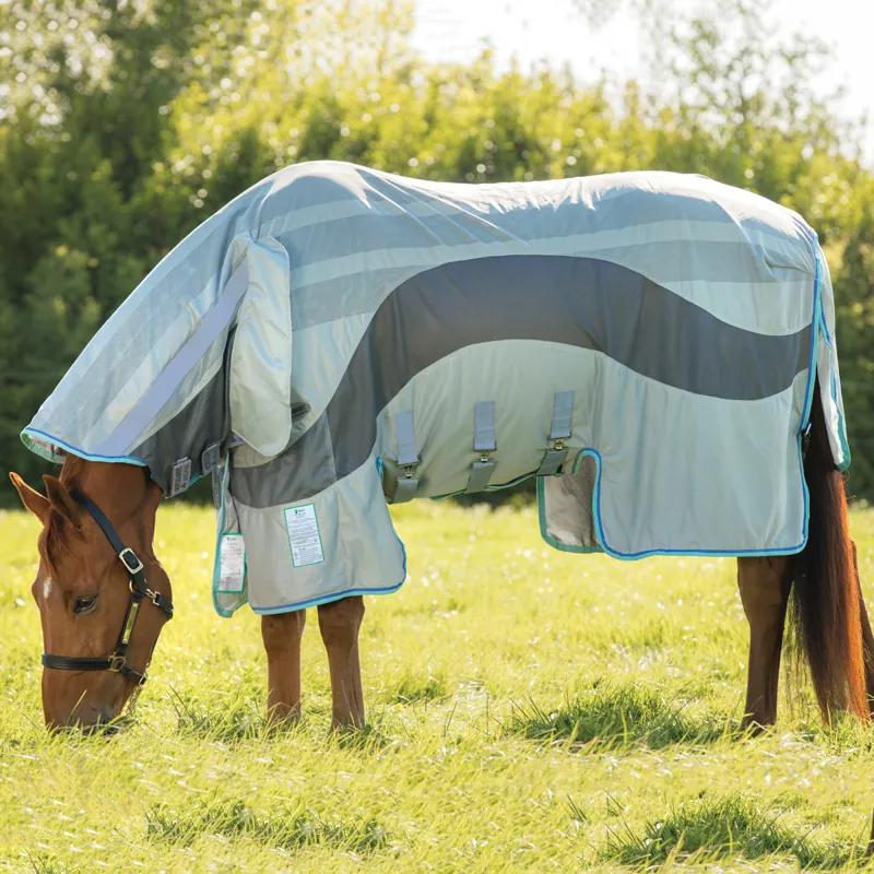 Amigo Vamoose Evolution Disc Closure Fly Rug - Silver/Dark Grey/Aqua