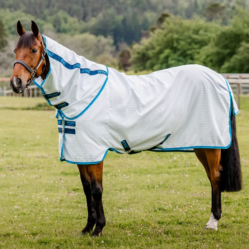 Amigo Aussie All Rounder Summer Fly Turnout Rug - Navy Check/Electric