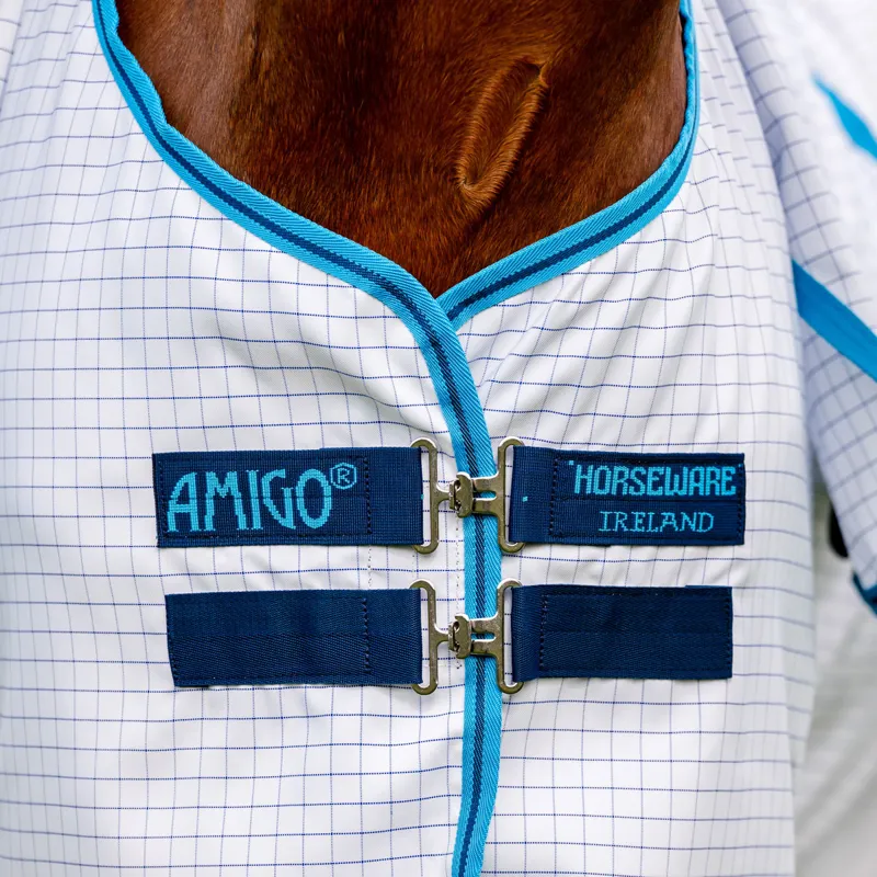 Amigo Aussie All Rounder Summer Fly Turnout Rug - Navy Check/Electric-3
