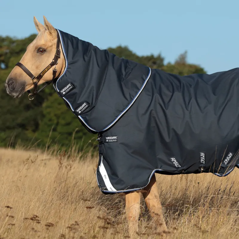 Amigo Bravo 12 Plus Lite 0g V-Front Turnout Rug - Navy/Blue/Black-1