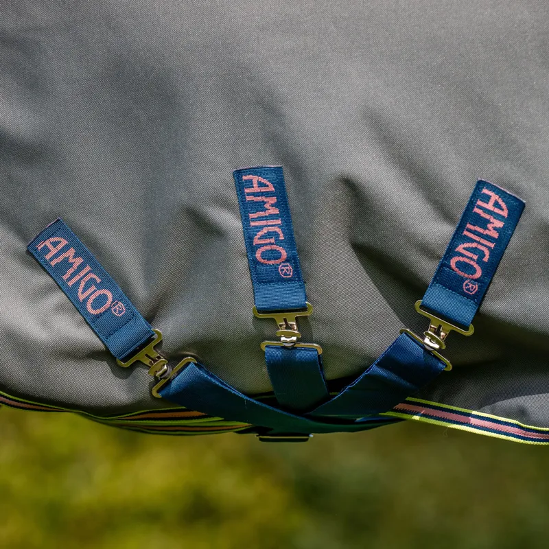 Amigo Bravo 12 Plus Lite 0g V-Front Turnout Rug - Shadow/Navy/Rose-4