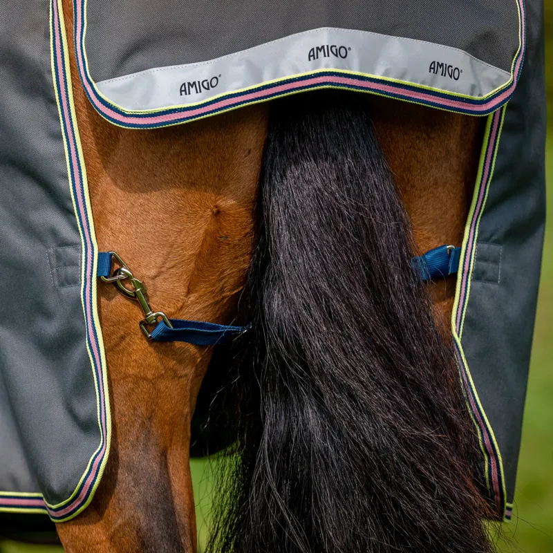 Amigo Bravo 12 Plus Lite 0g V-Front Turnout Rug - Shadow/Navy/Rose-6