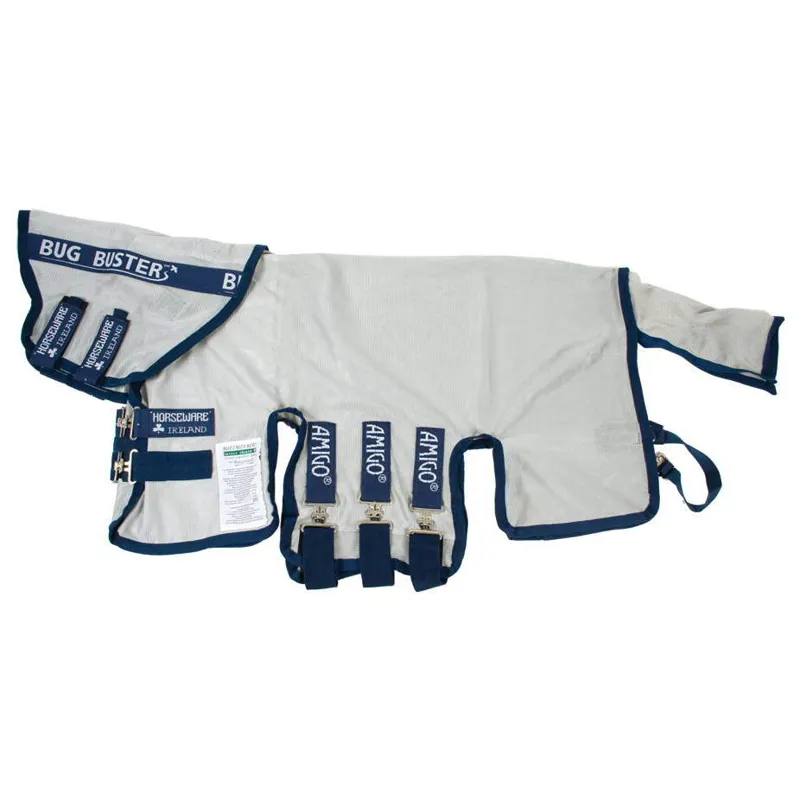 Amigo Bug Buster Vamoose Fly Rug - Silver/Navy-1