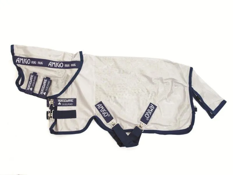 Amigo Bug Rug Detach-A-Neck Fly Sheet - Silver/Navy-1