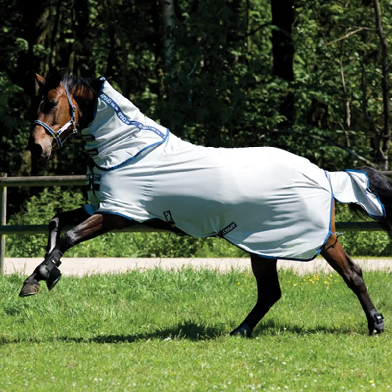 Amigo Bug Rug Detach-A-Neck Fly Sheet - Silver/Navy-2