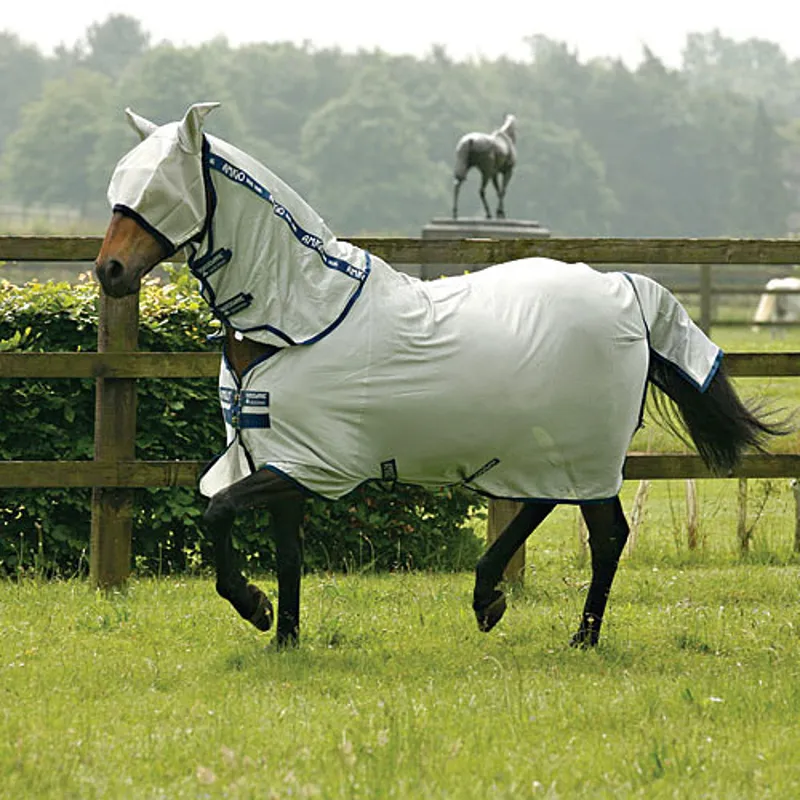 Amigo Bug Rug Detach-A-Neck Fly Sheet - Silver/Navy-3