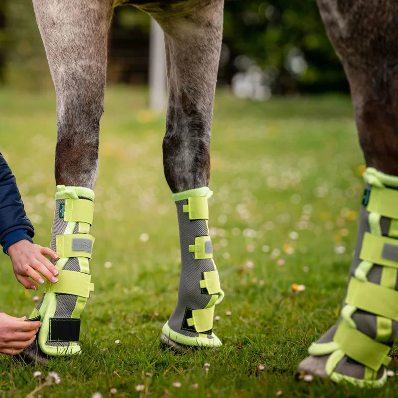 Horseware Fly Boots - Silver/Lime-1