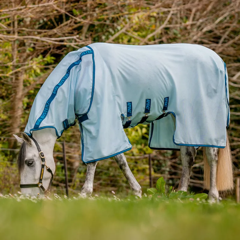 Amigo Bug Buster Fly Rug - Azure Blue/Navy/Electric Blue-6