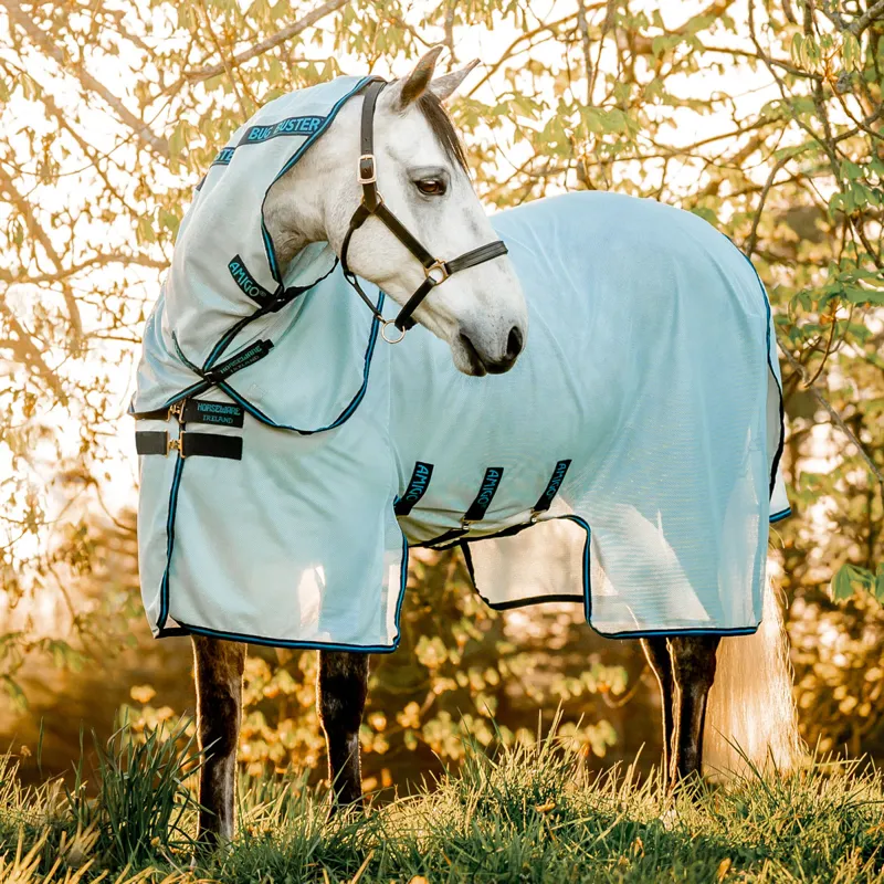 Amigo Bug Buster Fly Rug - Azure Blue/Navy/Electric Blue-10