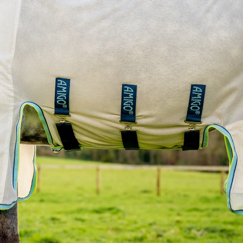 Amigo Bug Buster Fly Rug - Chalk/Navy/Blue Haze-4