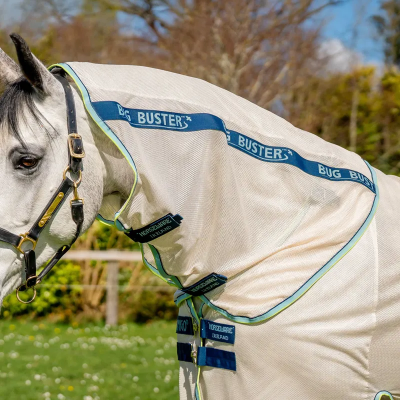 Amigo Bug Buster Fly Rug - Chalk/Navy/Blue Haze-6