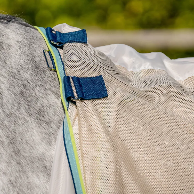 Amigo Bug Buster Fly Rug - Chalk/Navy/Blue Haze-7