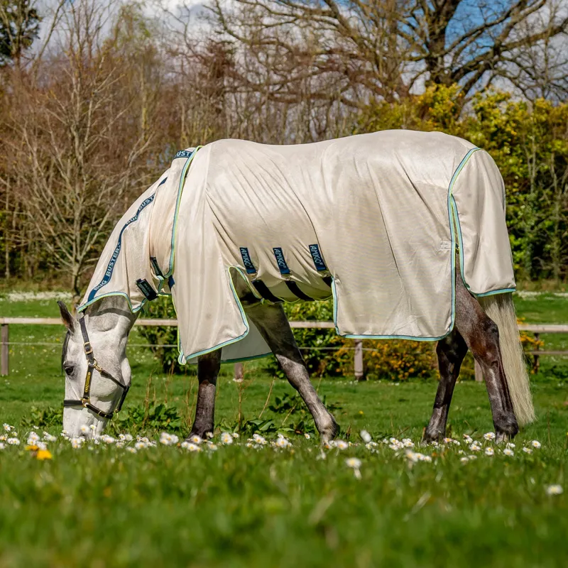 Amigo Bug Buster Fly Rug - Chalk/Navy/Blue Haze-9