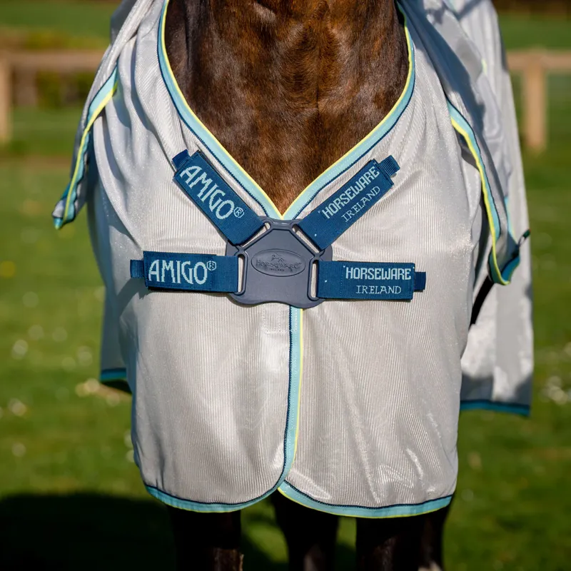 Amigo XL Bug Rug Disc Closure Fly Rug - Lunar Rock/Navy/Haze-5