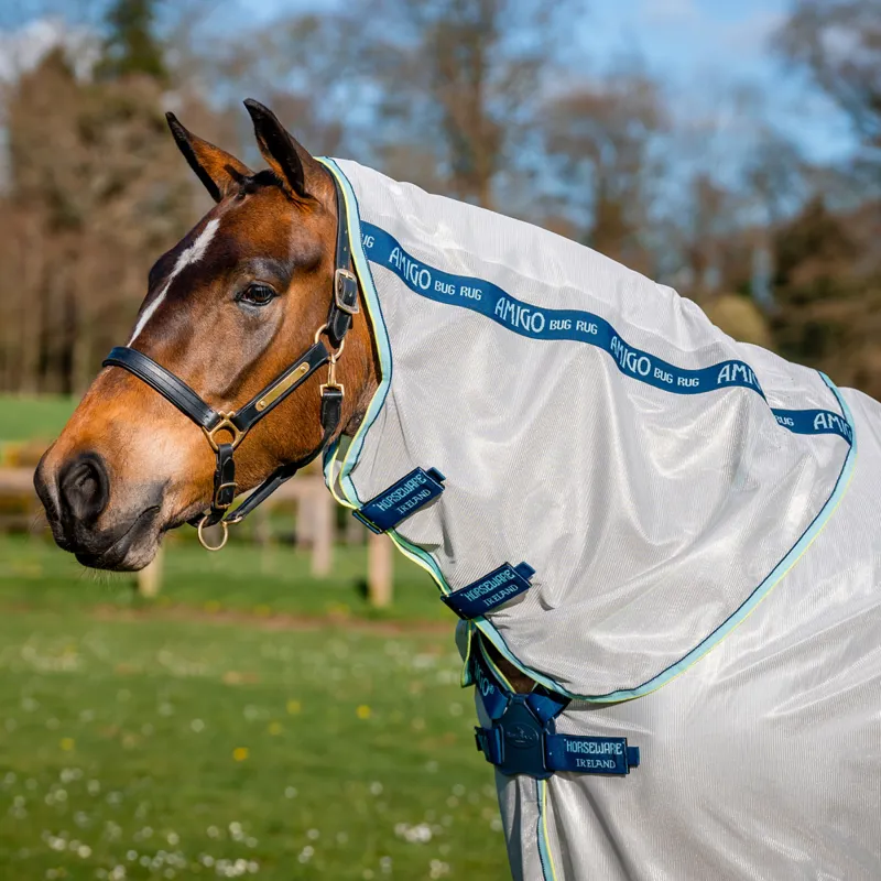 Amigo XL Bug Rug Disc Closure Fly Rug - Lunar Rock/Navy/Haze-6