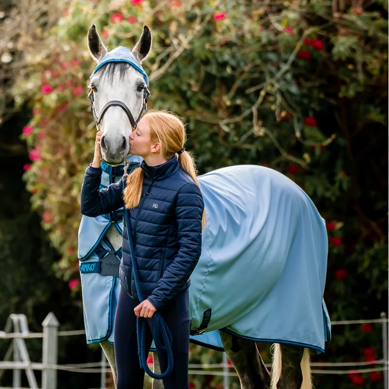 Amigo Ripstop Hoody Combo Neck Fly Rug - Azure Blue/Navy/Electric Blue-2