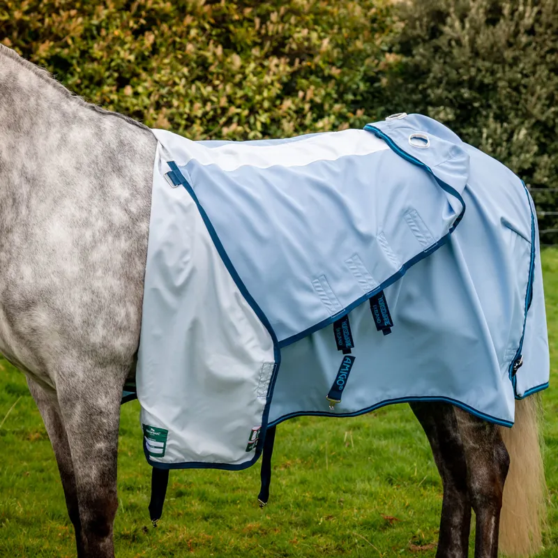 Amigo Ripstop Hoody Combo Neck Fly Rug - Azure Blue/Navy/Electric Blue-3