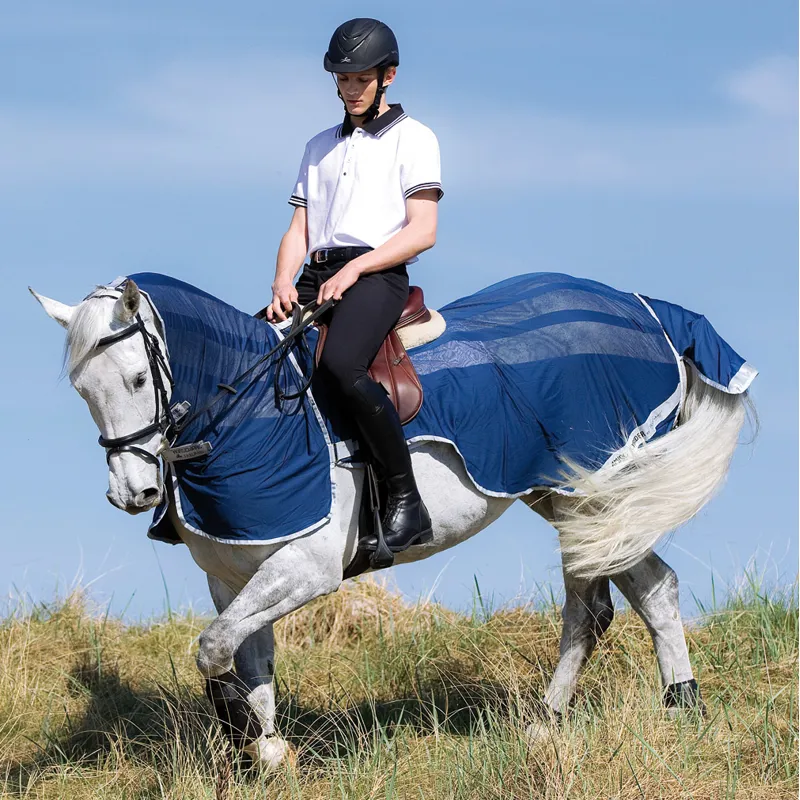 Amigo Flyrider Full Neck Fly Rug Exercise Sheet - Navy