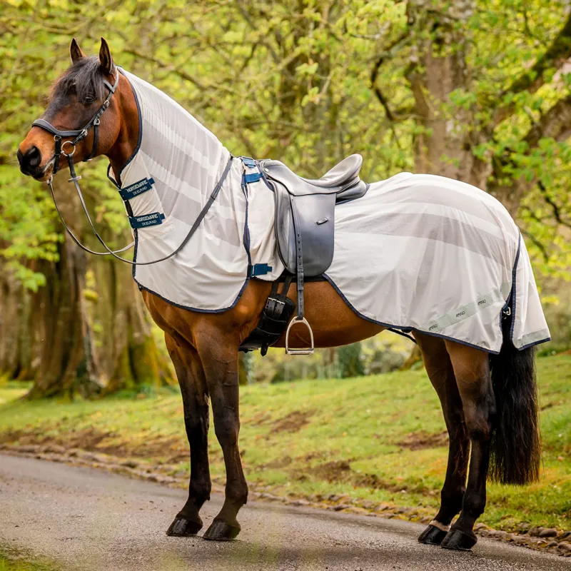 Amigo Flyrider Full Neck Fly Rug Exercise Sheet - Chalk/Navy