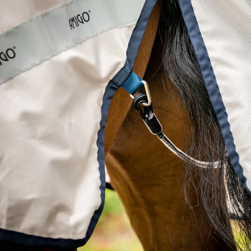 Amigo Flyrider Full Neck Fly Rug Exercise Sheet - Chalk/Navy-7