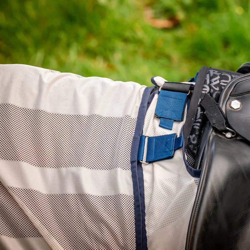 Amigo Flyrider Full Neck Fly Rug Exercise Sheet - Chalk/Navy-8