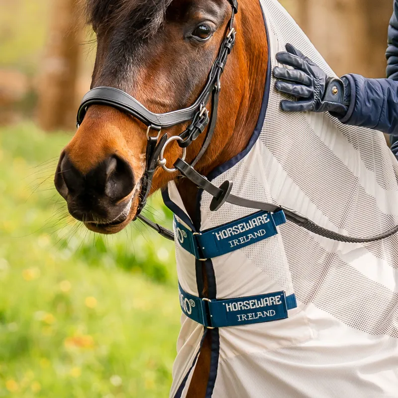 Amigo Flyrider Full Neck Fly Rug Exercise Sheet - Chalk/Navy-10