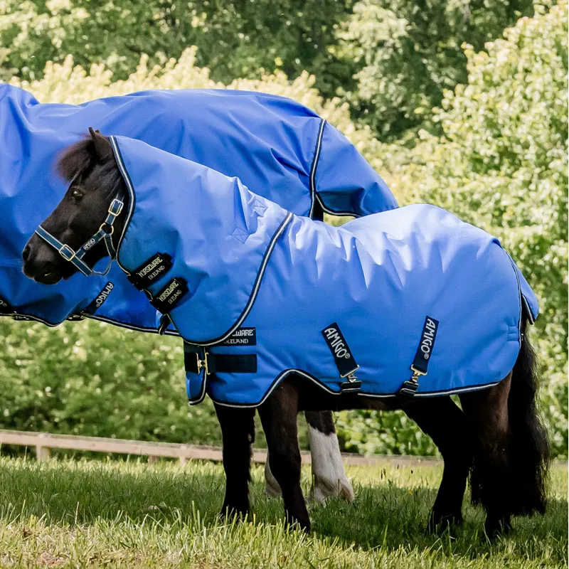 Amigo Petite Hero 6 Ripstop Plus 0g Turnout Rug - Blue/Navy/Grey-1