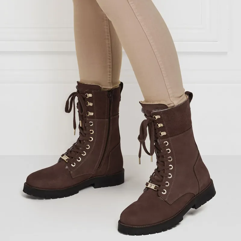 Fairfax and Favor Anglesey Ladies Combat Boots - Chocolate Nubuck-4