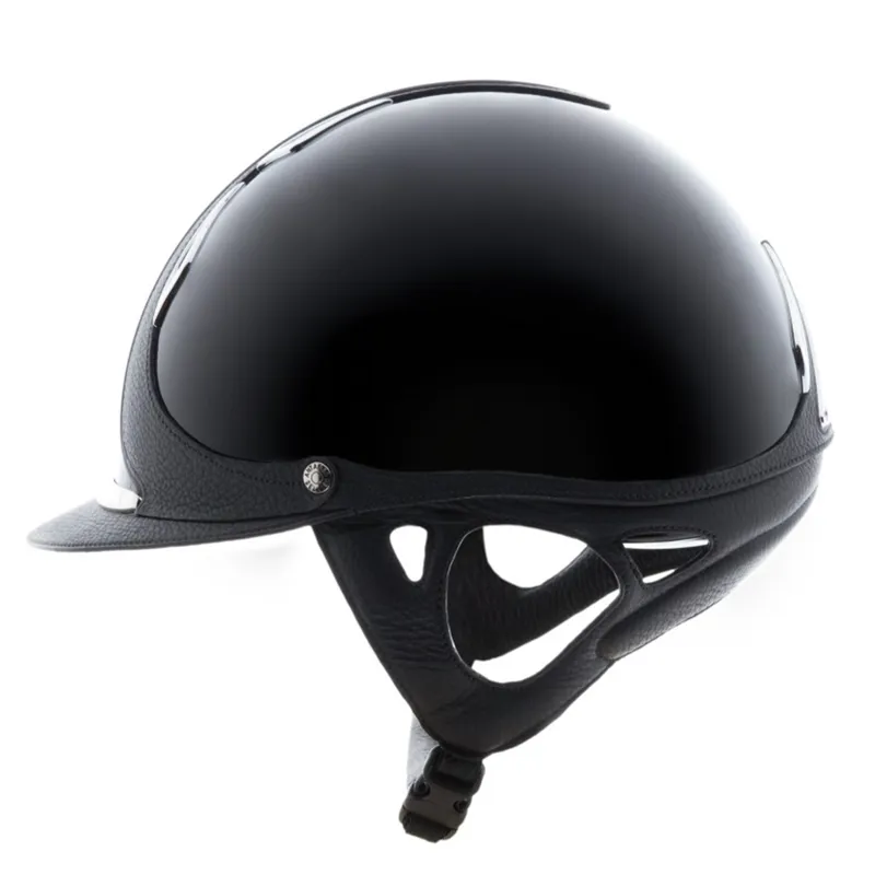 Antares Premium Glossy Riding Hat - Black/Black-2