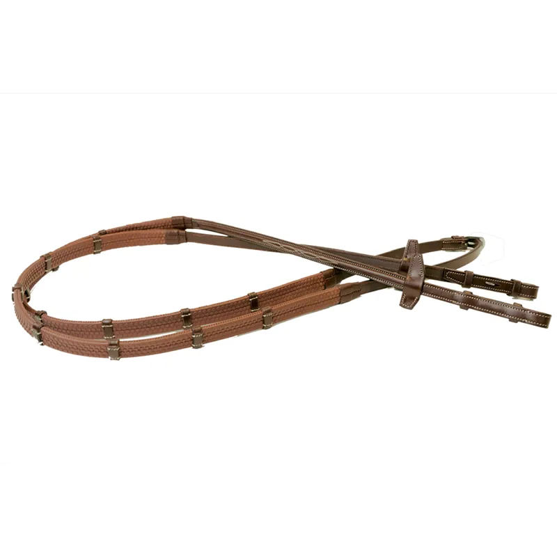 Antares Signature Rubber Reins with Loops - Brown