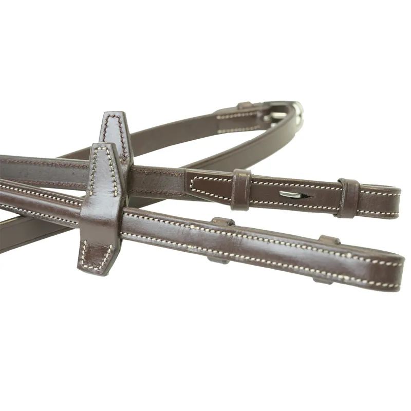 Antares Signature Rubber Reins with Loops - Brown-1