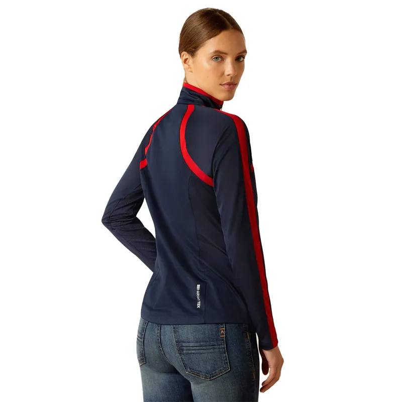 Ariat Sunstopper 3.0 Ladies Base Layer Top - Navy/Red-1
